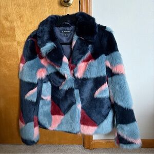 INC International Concepts Colorful Faux Fur Teddy Jacket